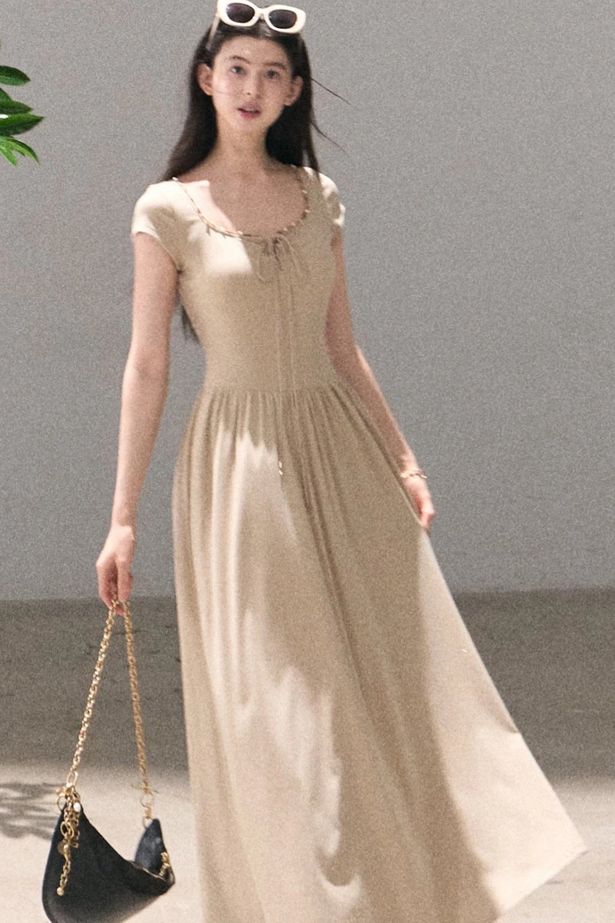 Gold-Spattered Lyocell Knit Dress
