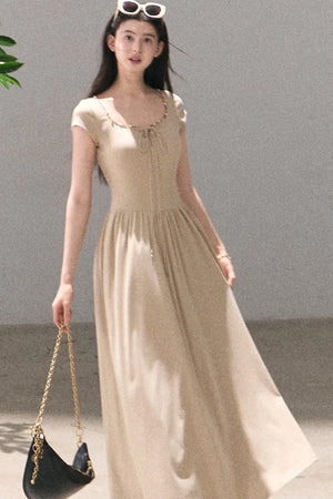 Gold-Spattered Lyocell Knit Dress