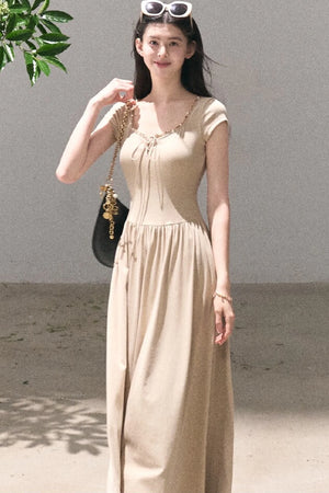 Gold-Spattered Lyocell Knit Dress