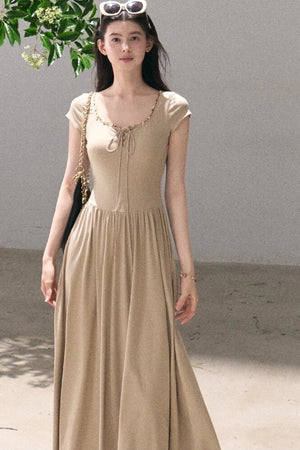 Gold-Spattered Lyocell Knit Dress
