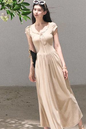Gold-Spattered Lyocell Knit Dress