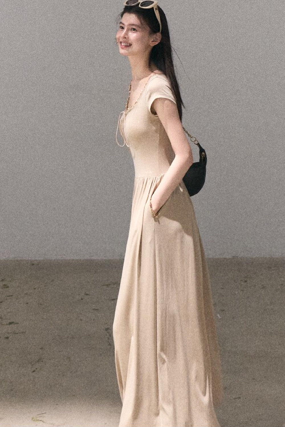 Gold-Spattered Lyocell Knit Dress