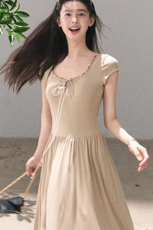 Gold-Spattered Lyocell Knit Dress