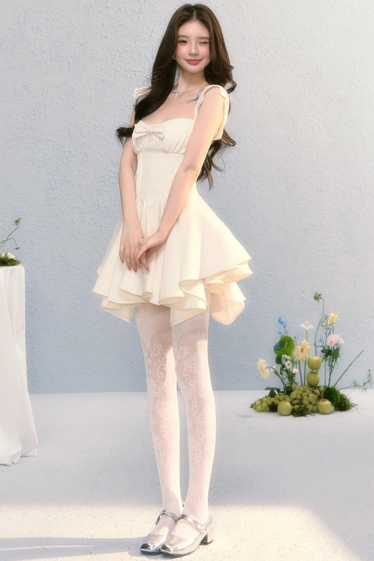 Golden Bow A-Line Dress