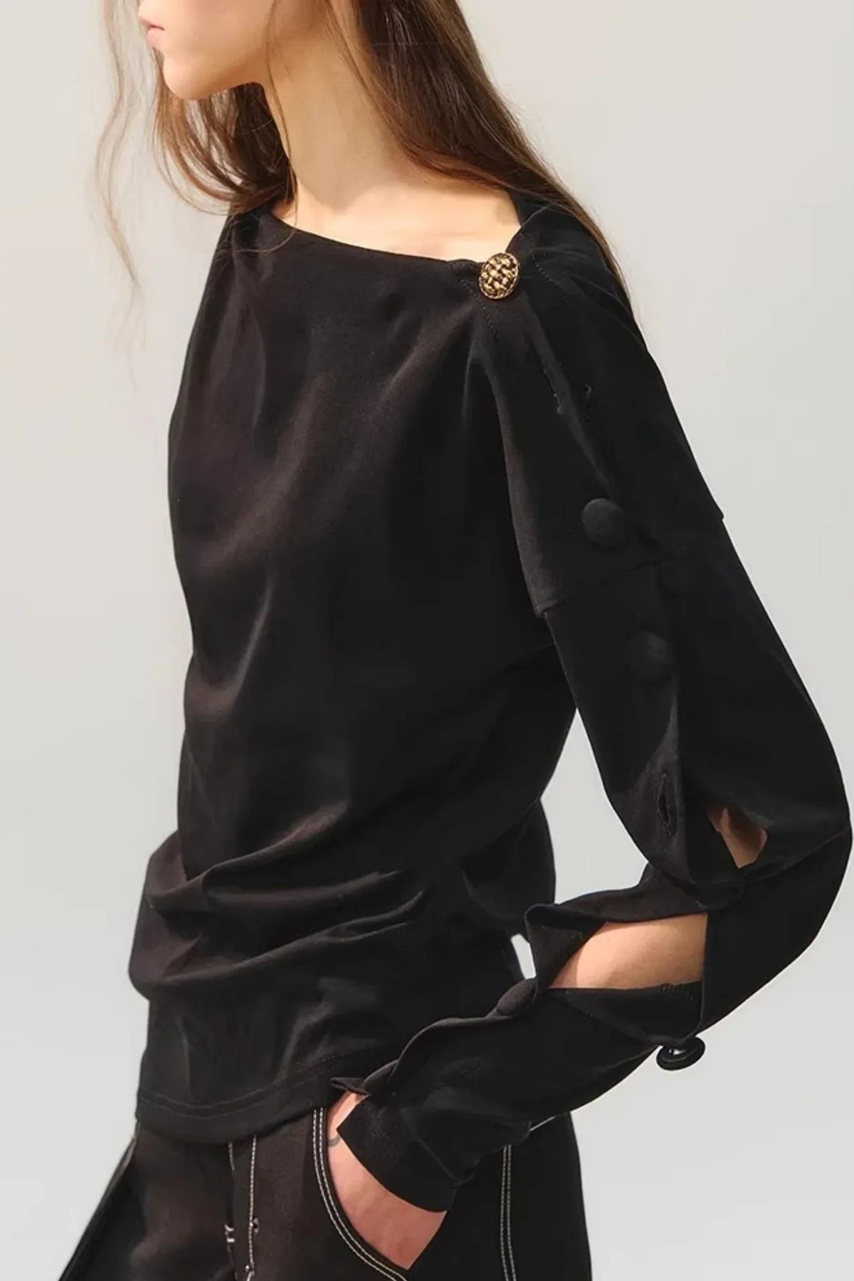 Golden Button Closure Top