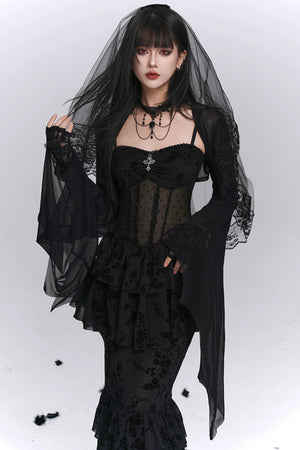 Gothic Black Mermaid Dress Set-Up