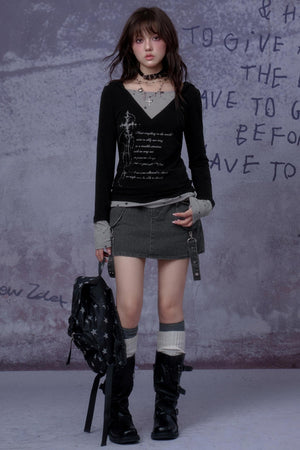 Gothic Hooded Black T-Shirt