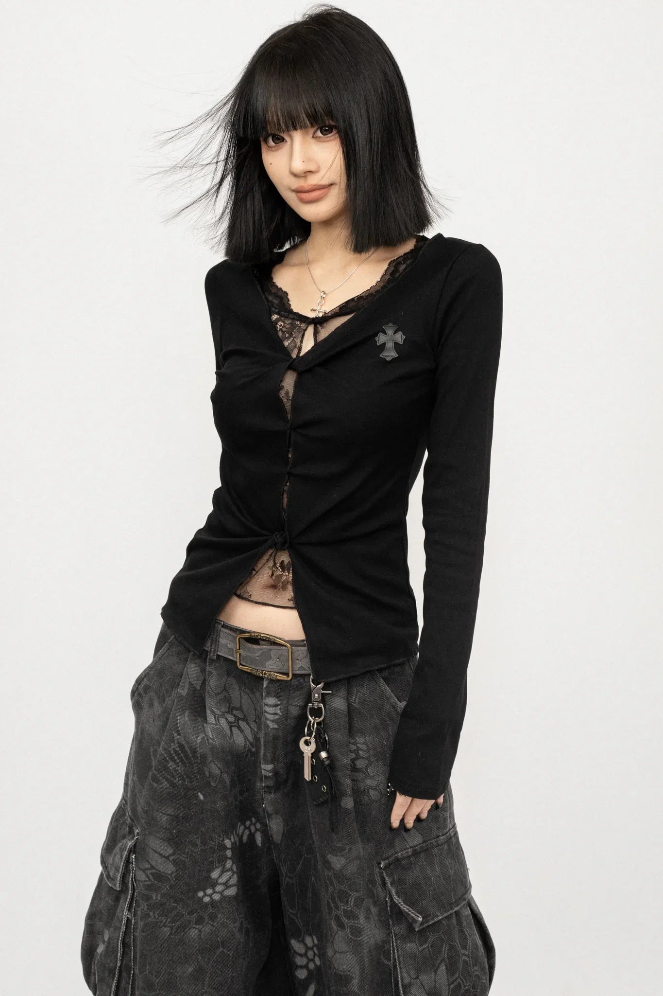 Gothic Lace Patchwork Top