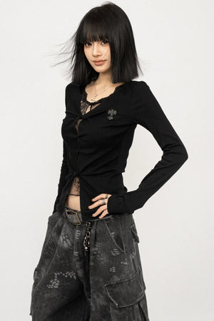 Gothic Lace Patchwork Top