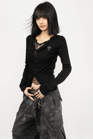 Gothic Lace Patchwork Top