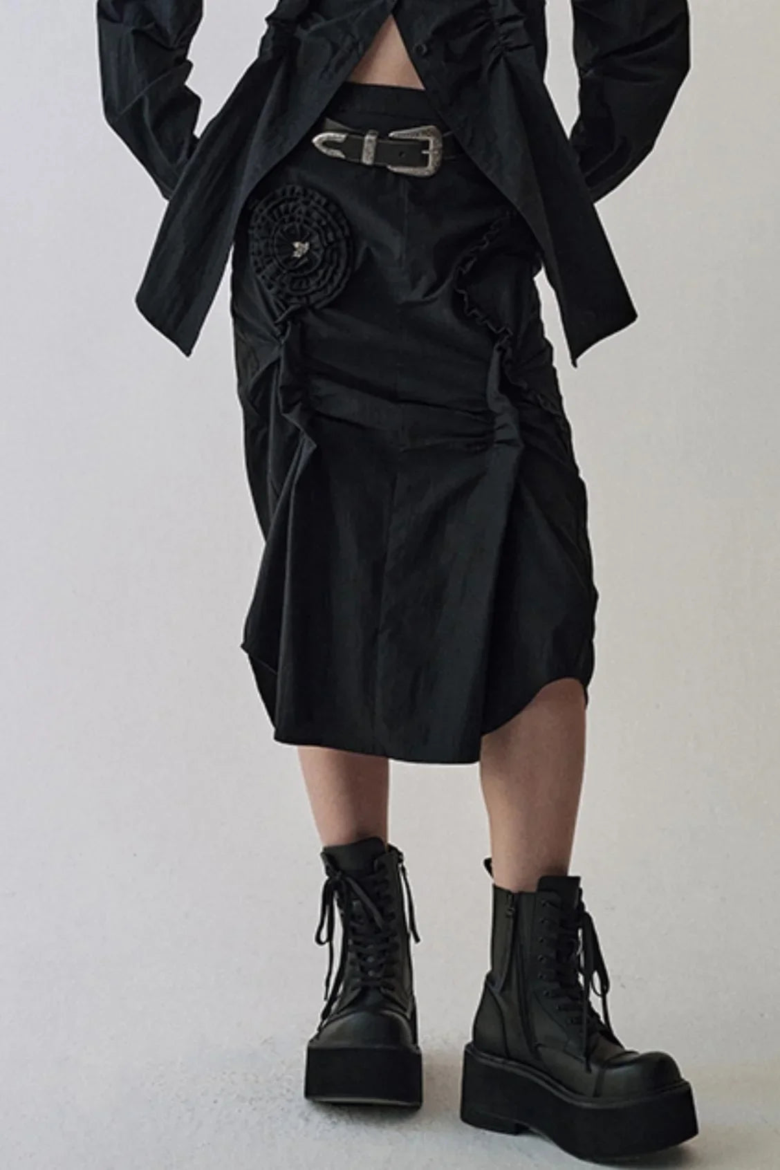 Gothic Plaid Flower Shirt & Skirt Set-Up