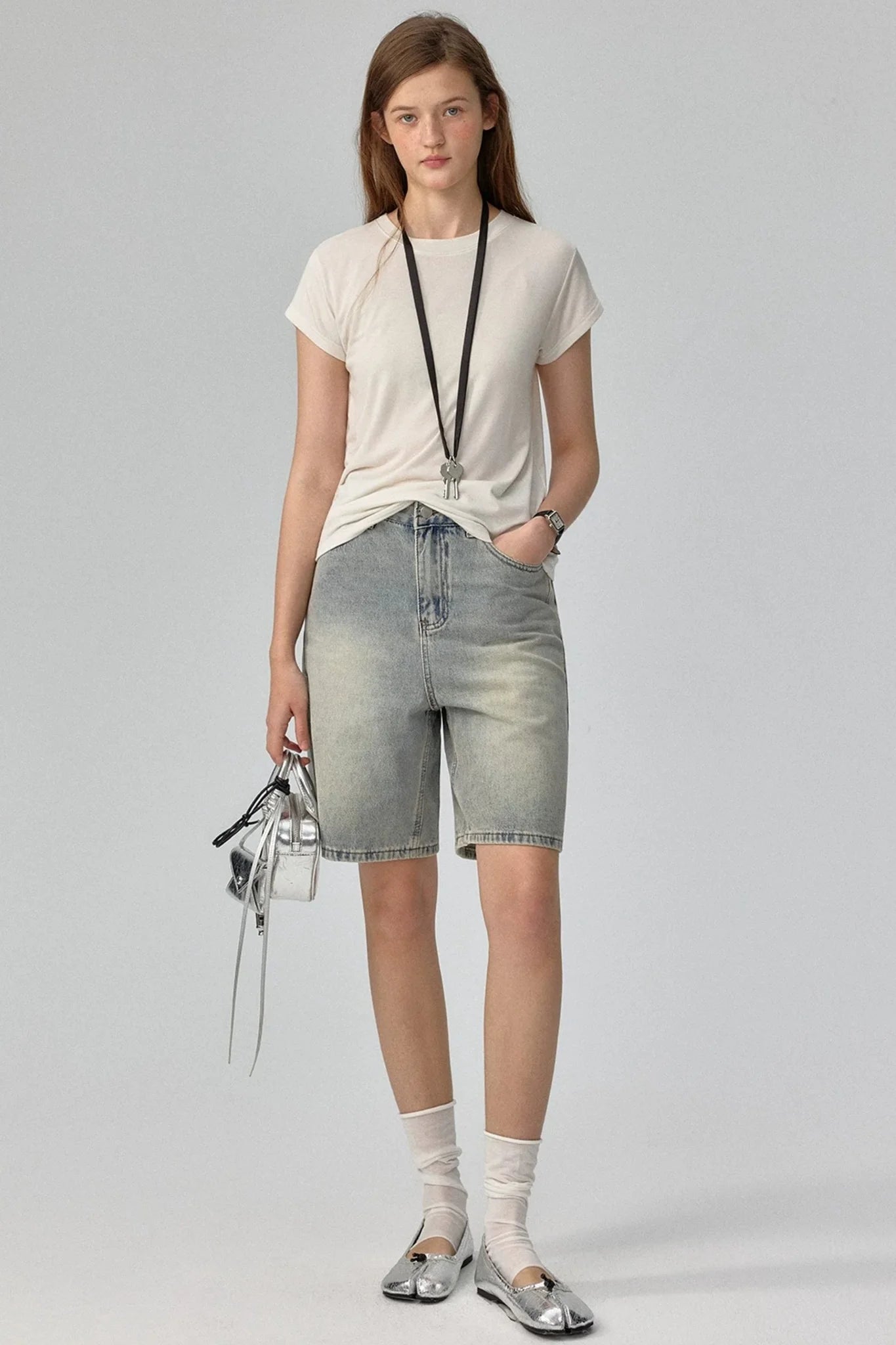 Gradient Blues Denim Shorts