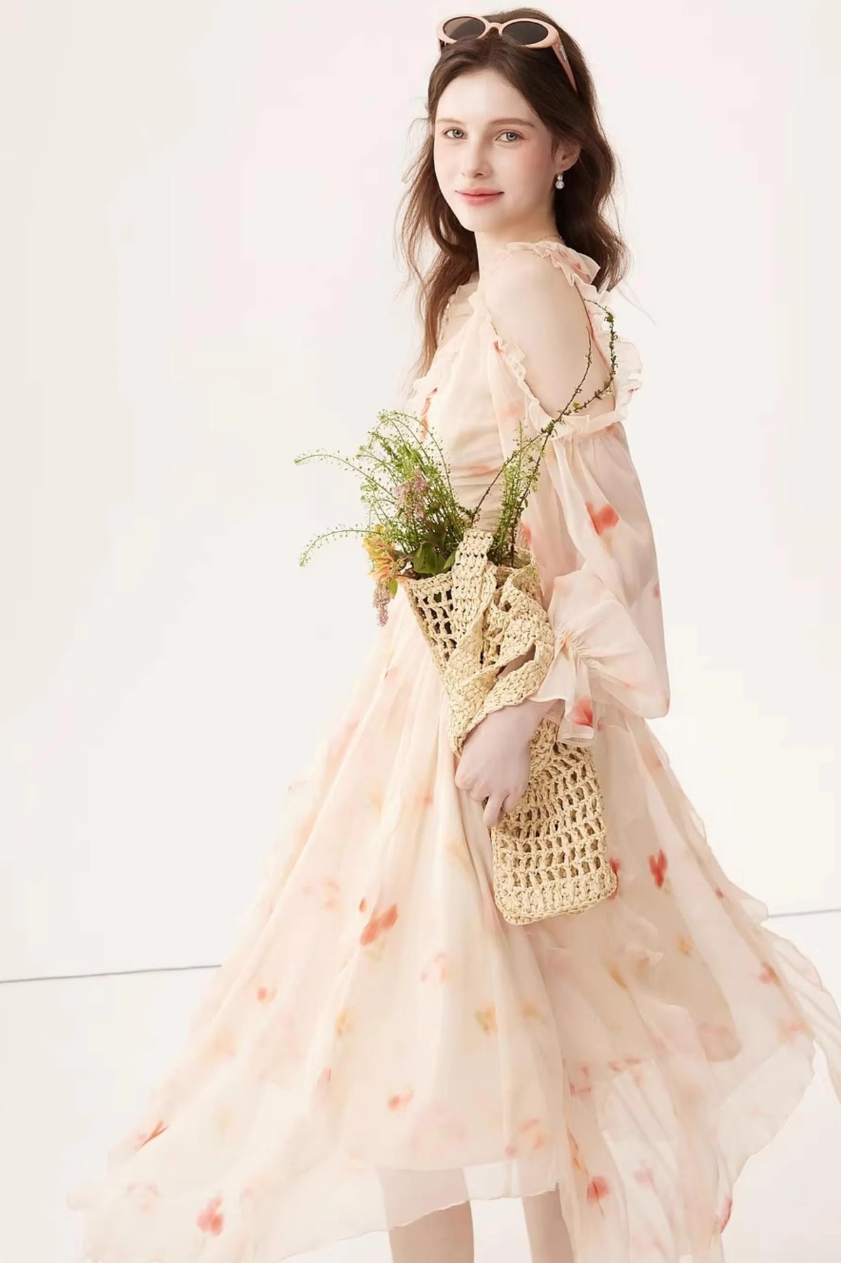 Gradient Chiffon Off-Shoulder Dress