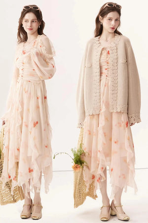 Gradient Chiffon Off-Shoulder Dress
