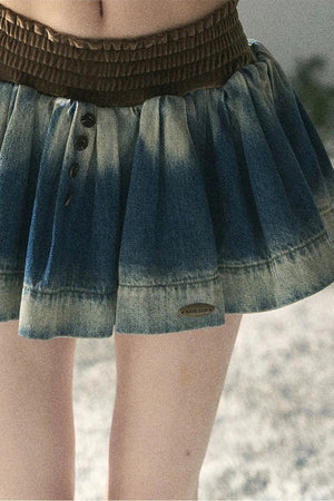 Gradient Denim A-Line Skirt