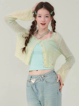 Gradient Hollow Knitted Top