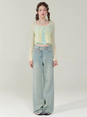 Gradient Hollow Knitted Top