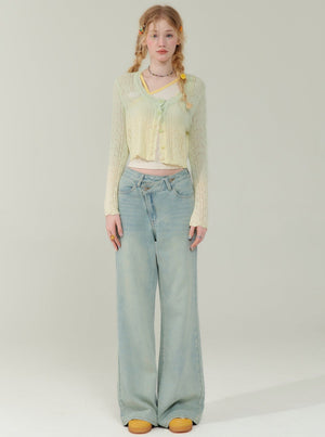 Gradient Hollow Knitted Top