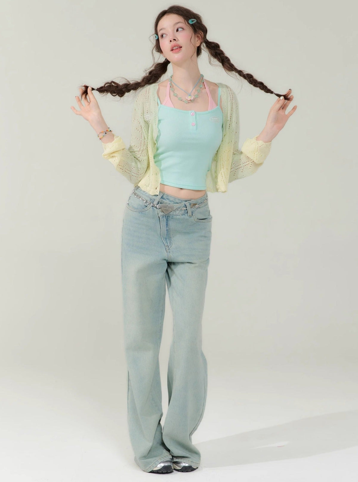 Gradient Hollow Knitted Top