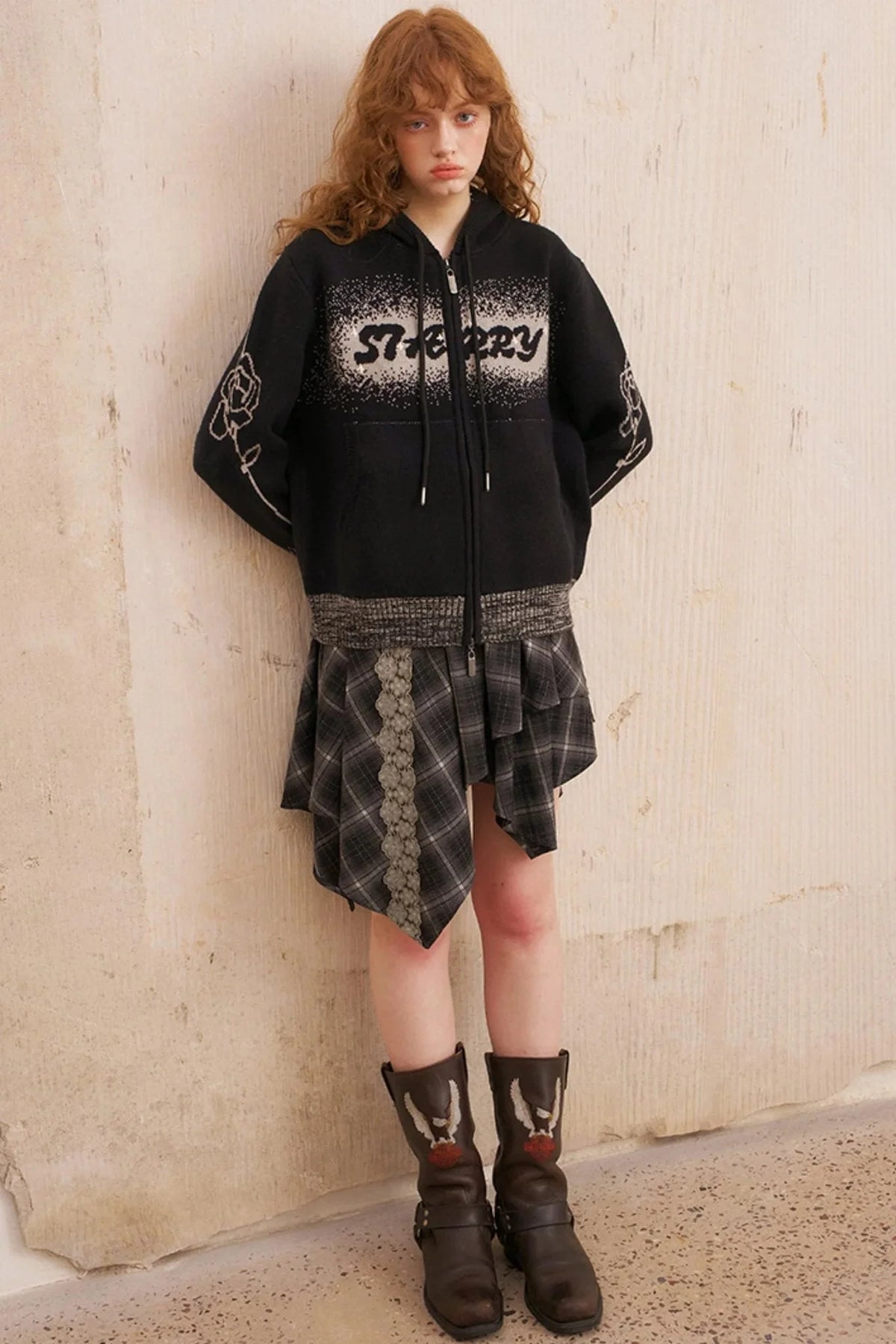 Gradient Jacquard Black Knit Jacket