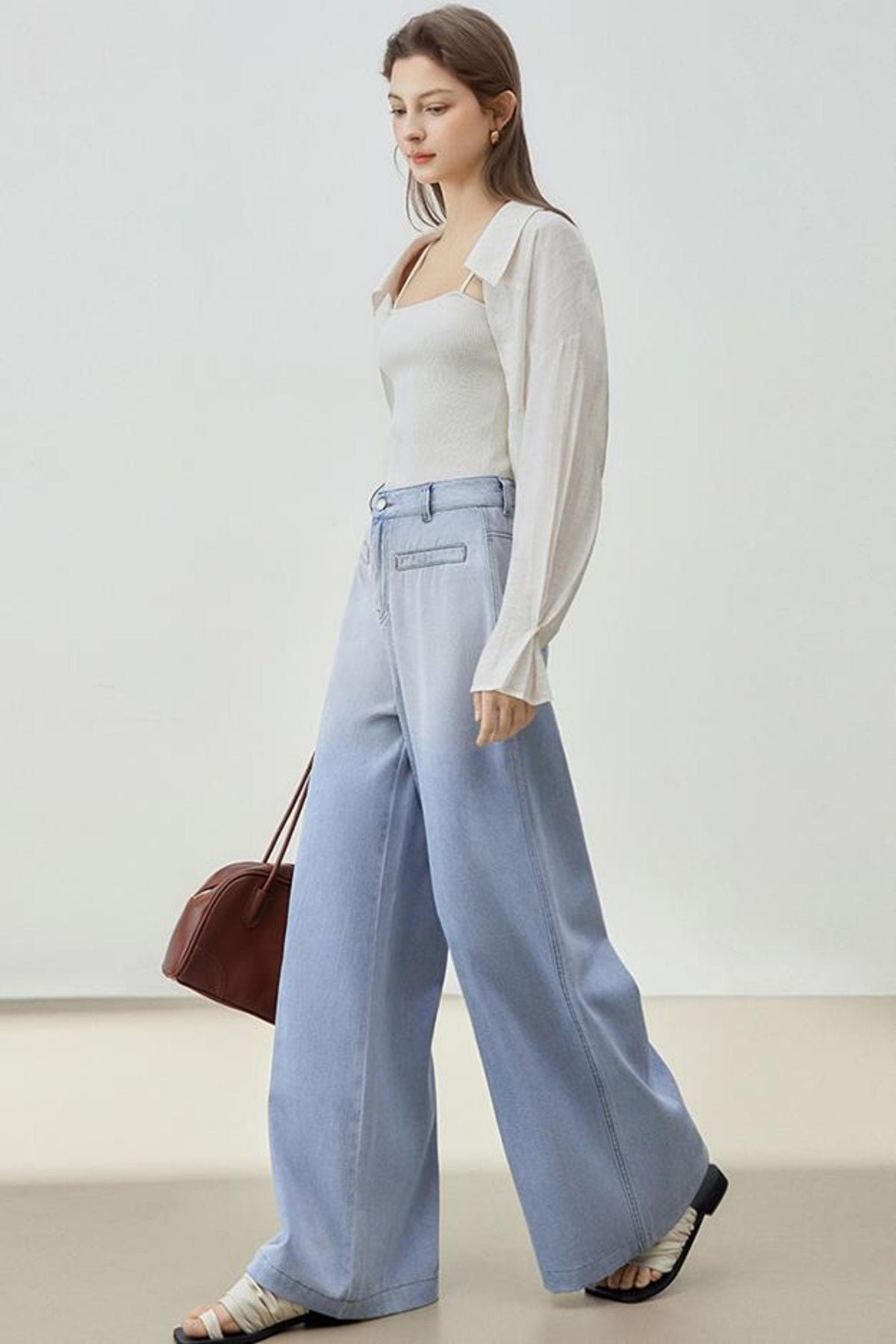 Gradient Loose Wide-Leg Jeans