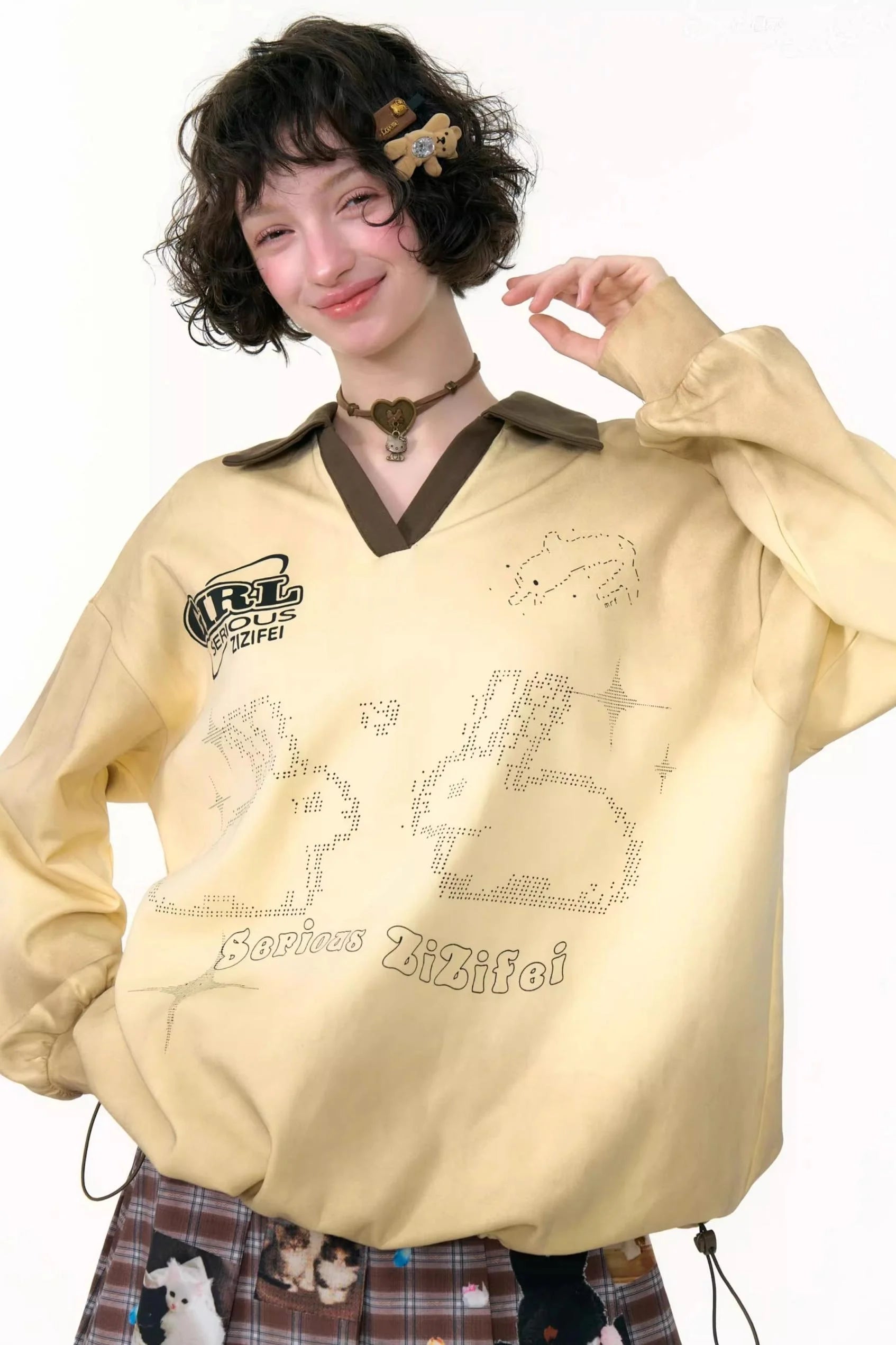 Gradient Print Polo Sweatshirt