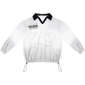 Gradient Print Polo Sweatshirt