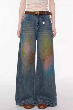 Gradient Rainbow Denim Pants