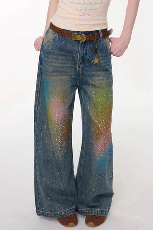 Gradient Rainbow Denim Pants