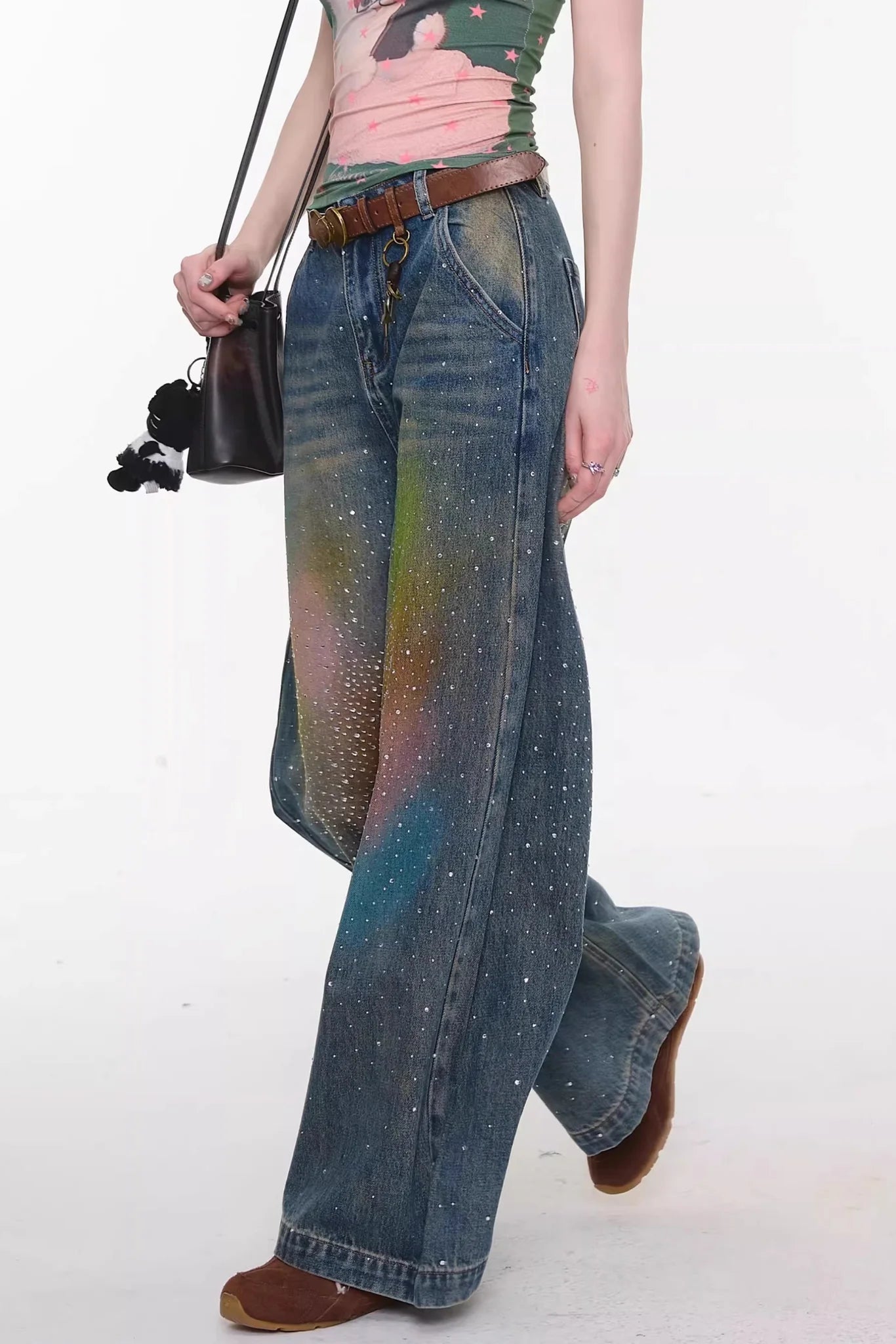 Gradient Rainbow Denim Pants