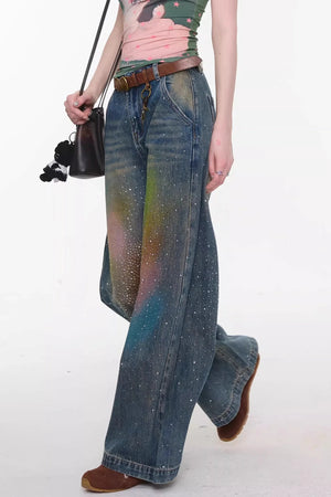 Gradient Rainbow Denim Pants