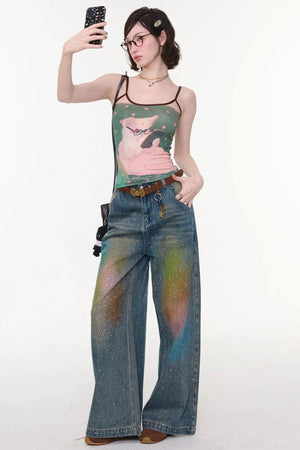 Gradient Rainbow Denim Pants