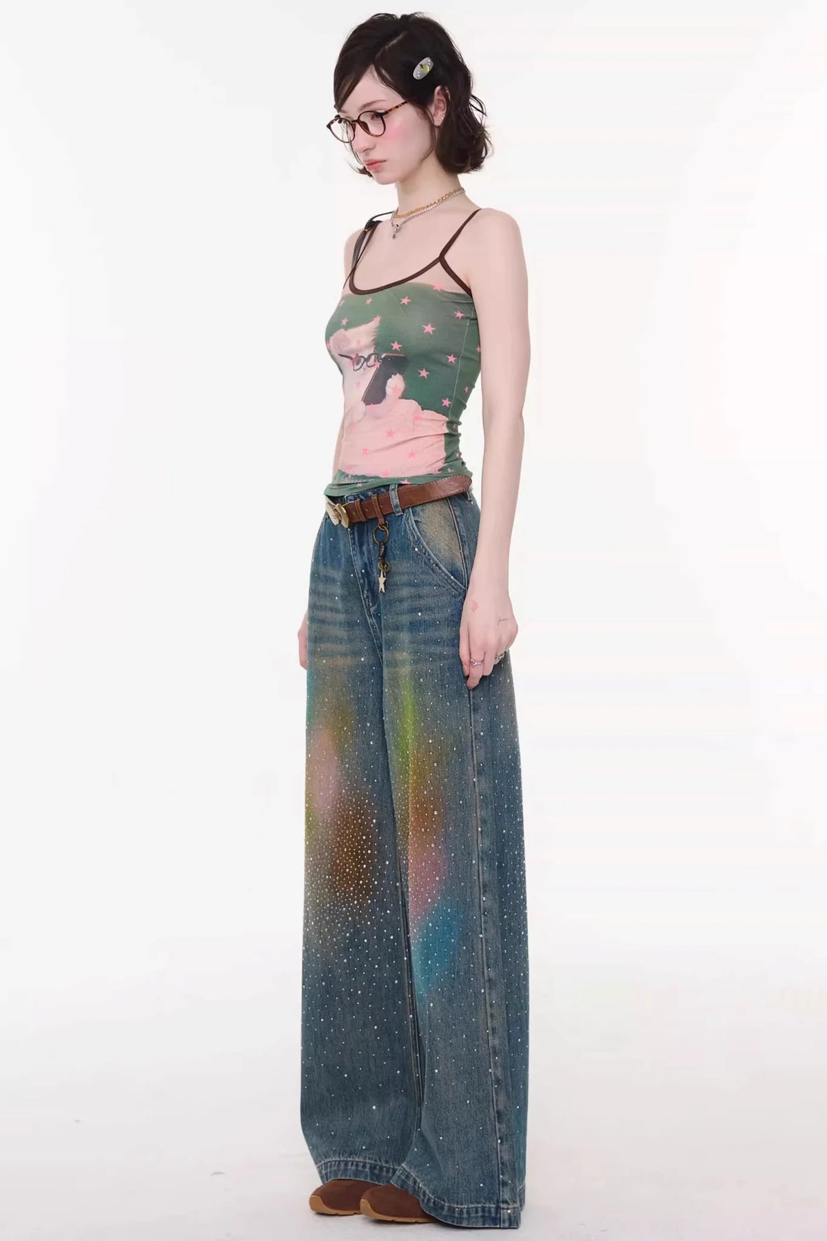 Gradient Rainbow Denim Pants