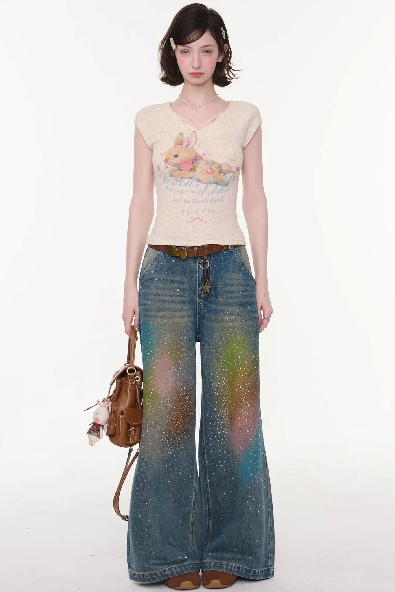 Gradient Rainbow Denim Pants
