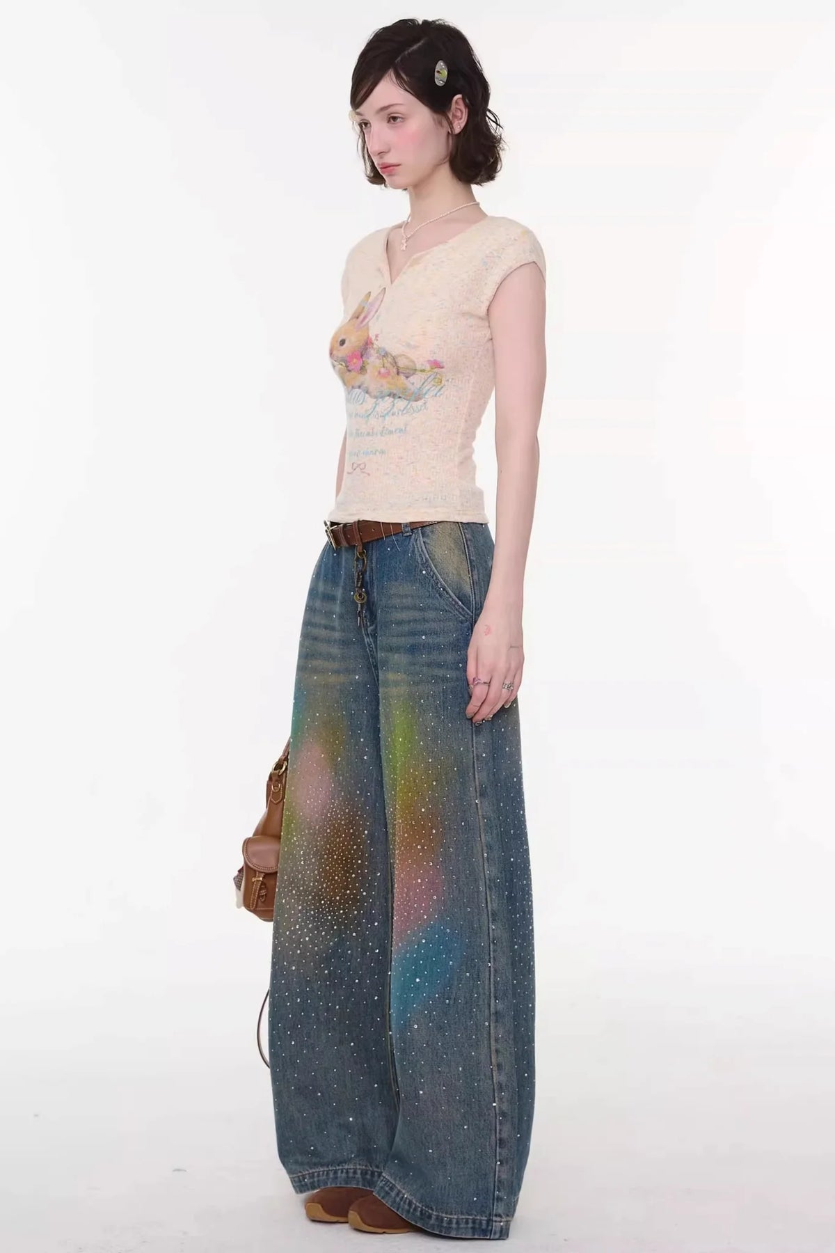 Gradient Rainbow Denim Pants