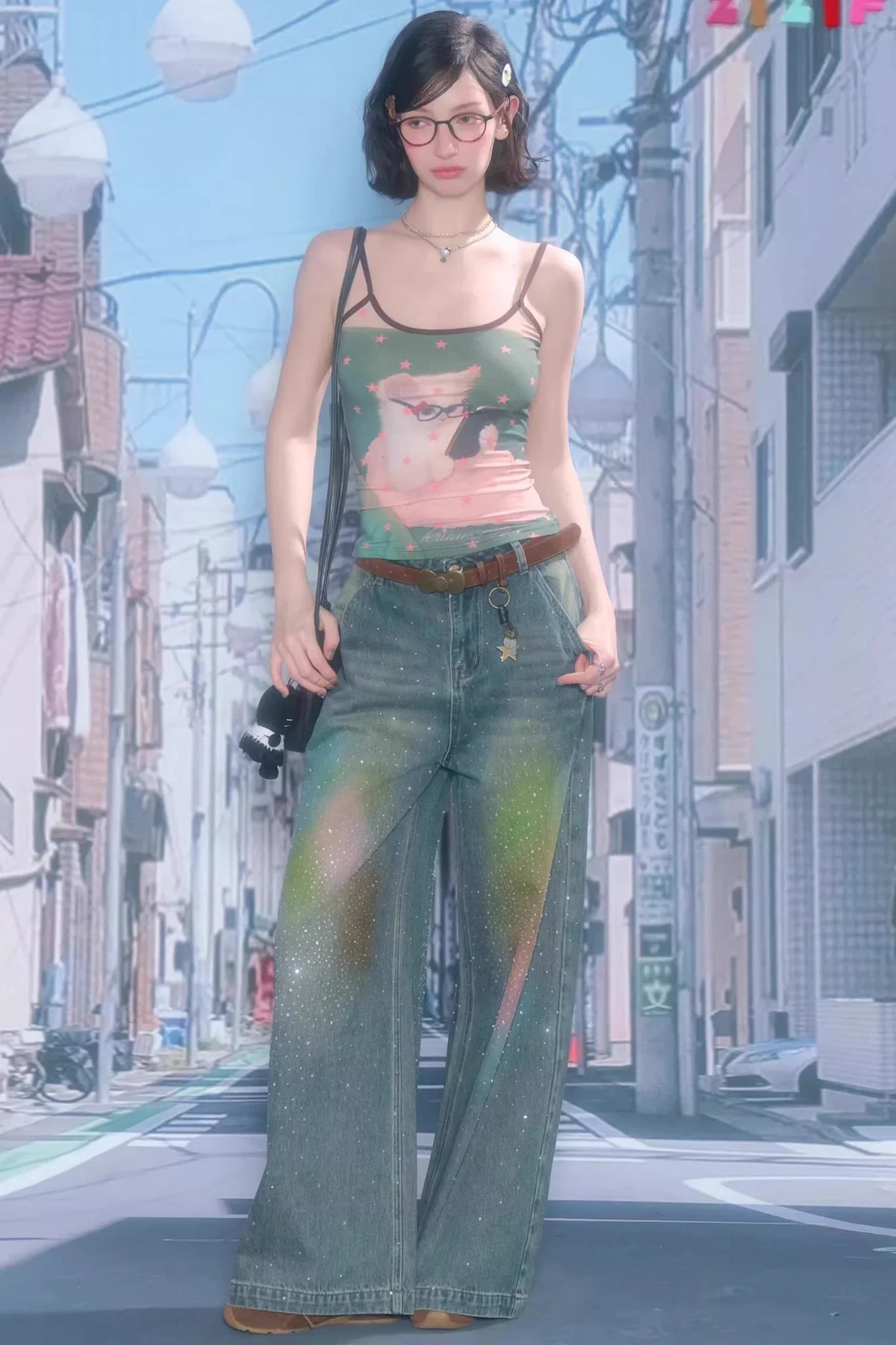 Gradient Rainbow Denim Pants