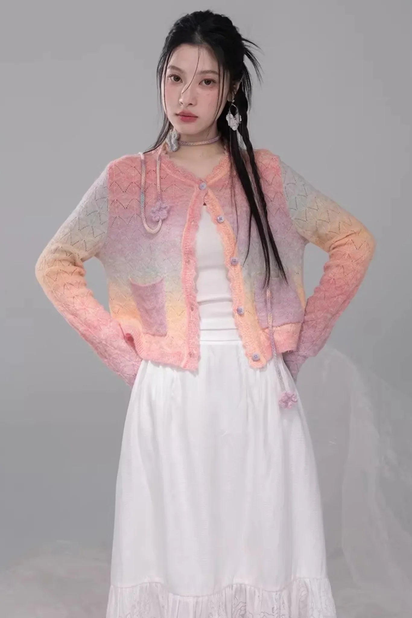 Gradient Rainbow Wool Cardigan