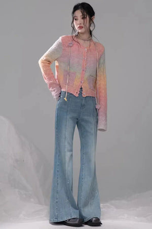 Gradient Rainbow Wool Cardigan
