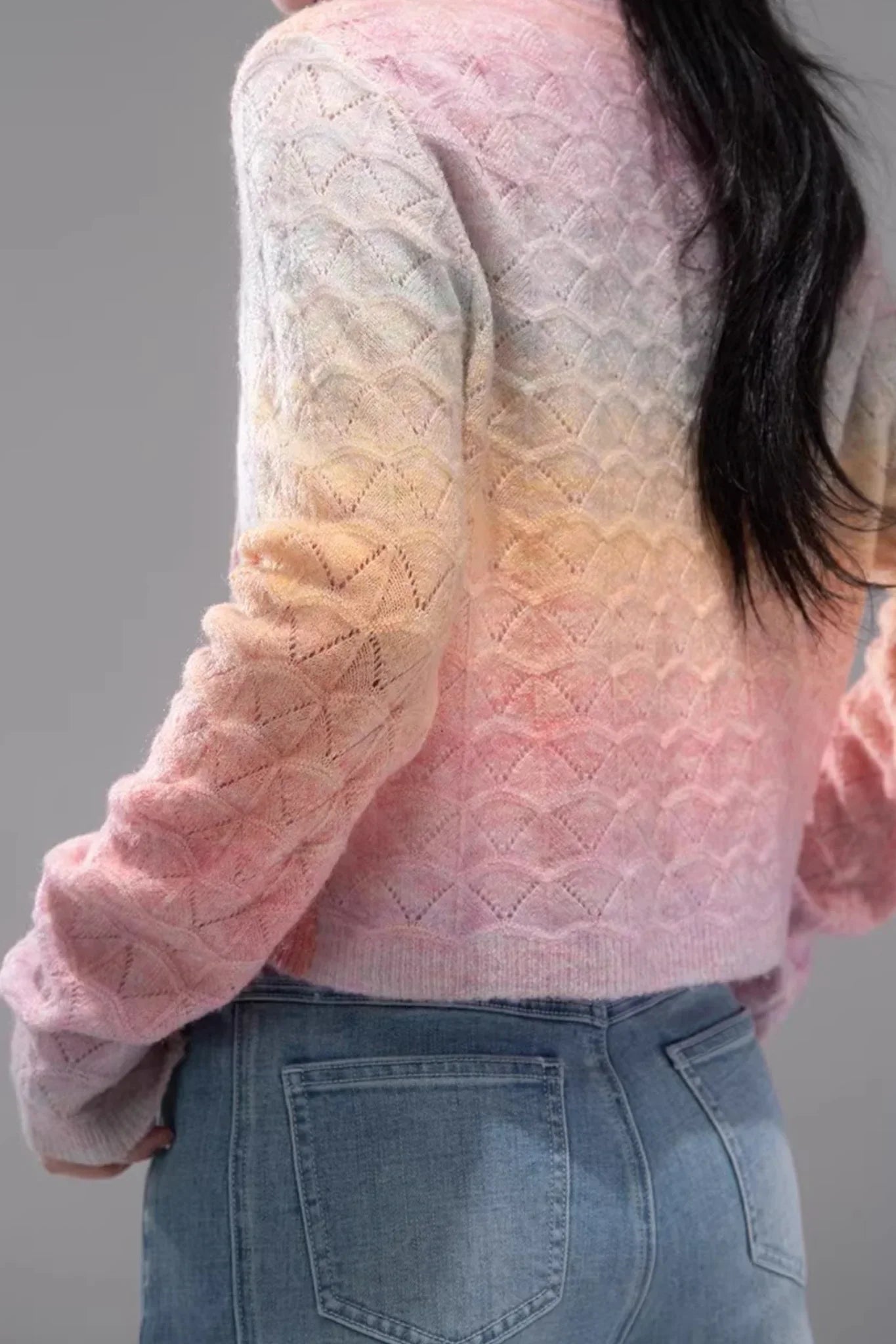 Gradient Rainbow Wool Cardigan