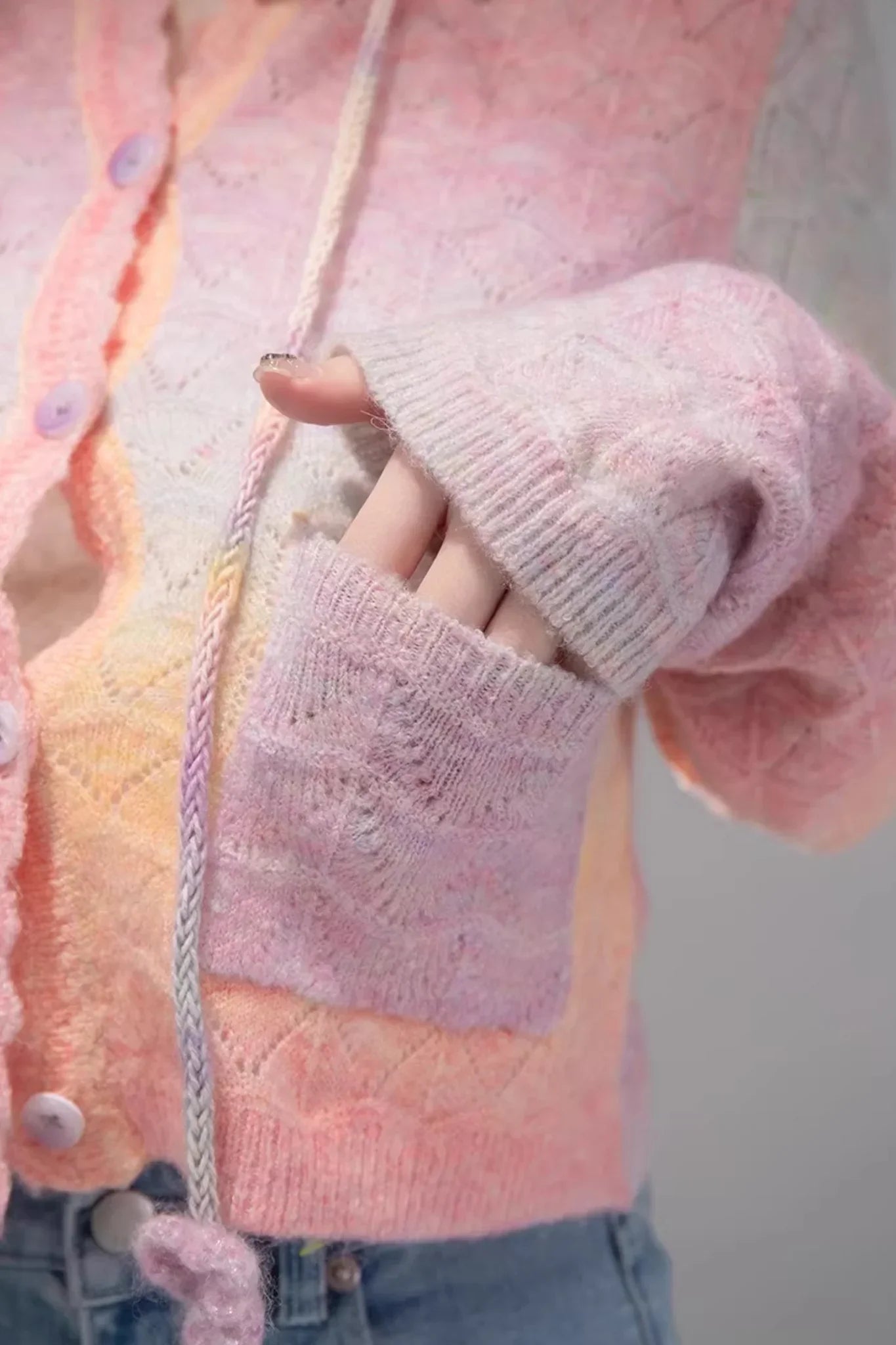 Gradient Rainbow Wool Cardigan
