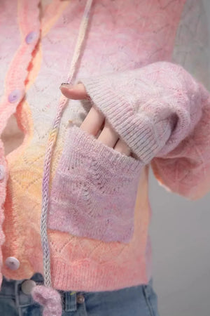 Gradient Rainbow Wool Cardigan