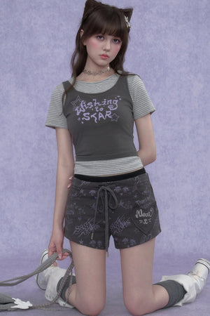 Graffiti Cat Ear Shorts