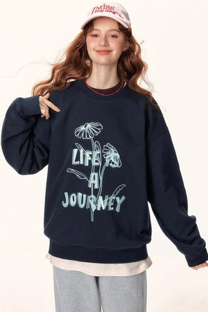 Graffiti Embroidered Color-Blocked Sweater