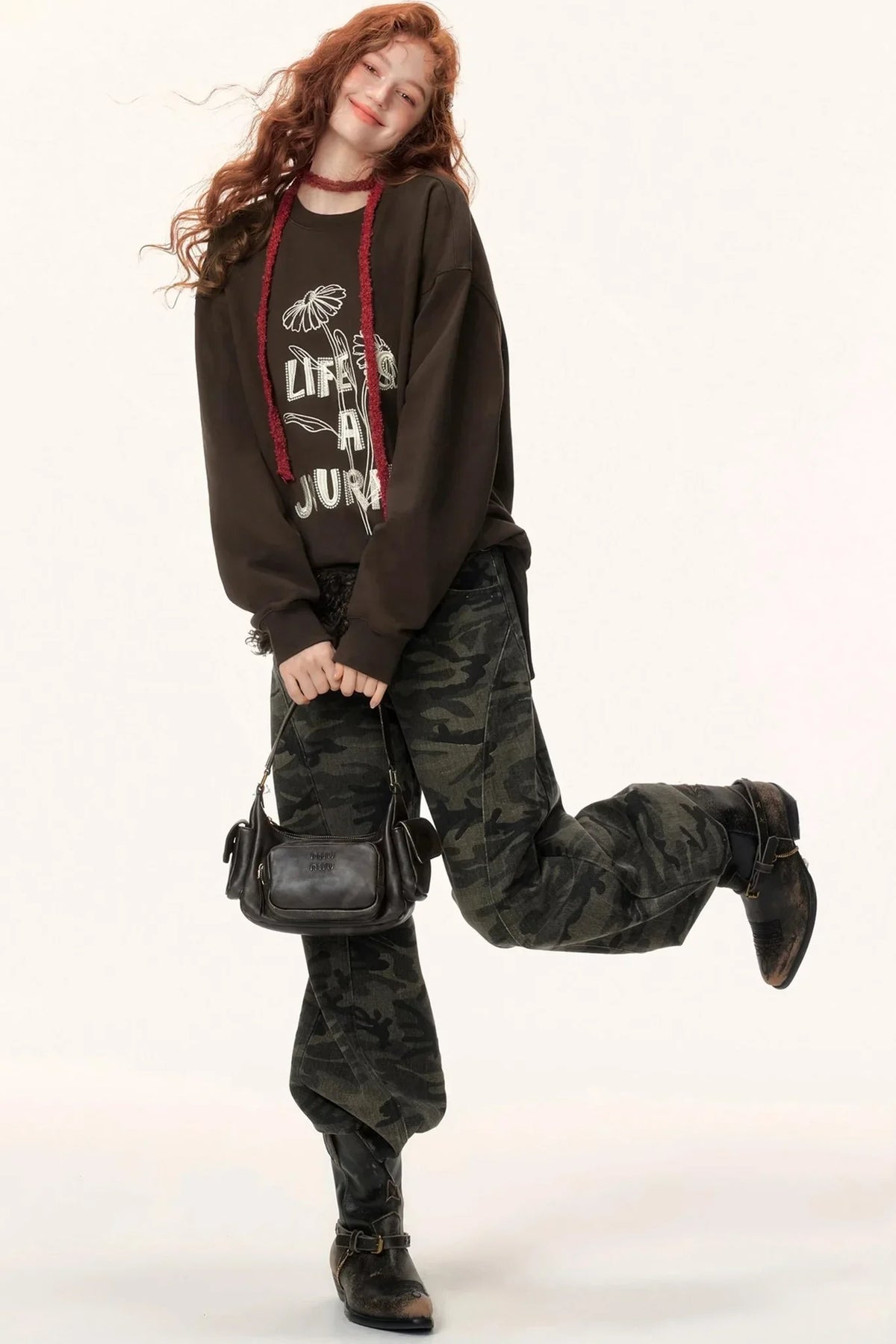 Graffiti Embroidered Color-Blocked Sweater