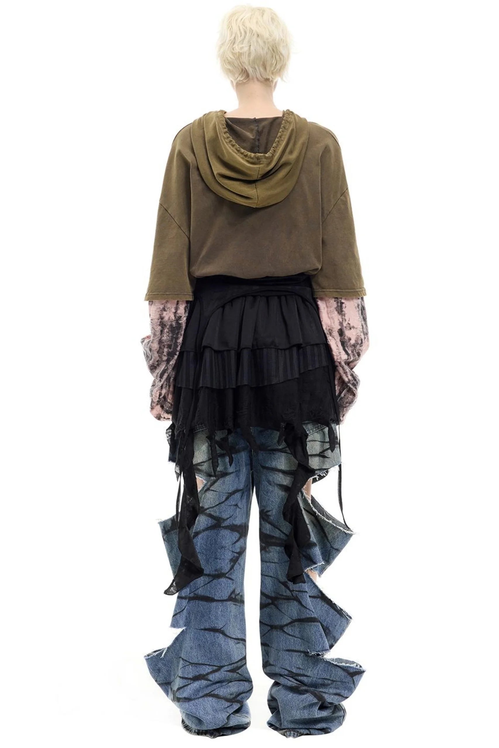 Graffiti Layered Distressed Jeans