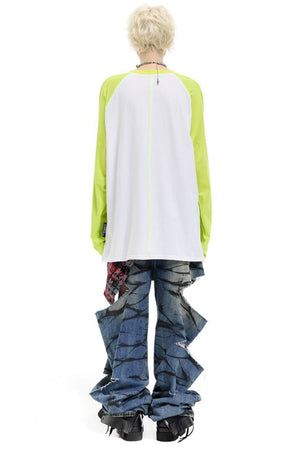 Graffiti Layered Distressed Jeans