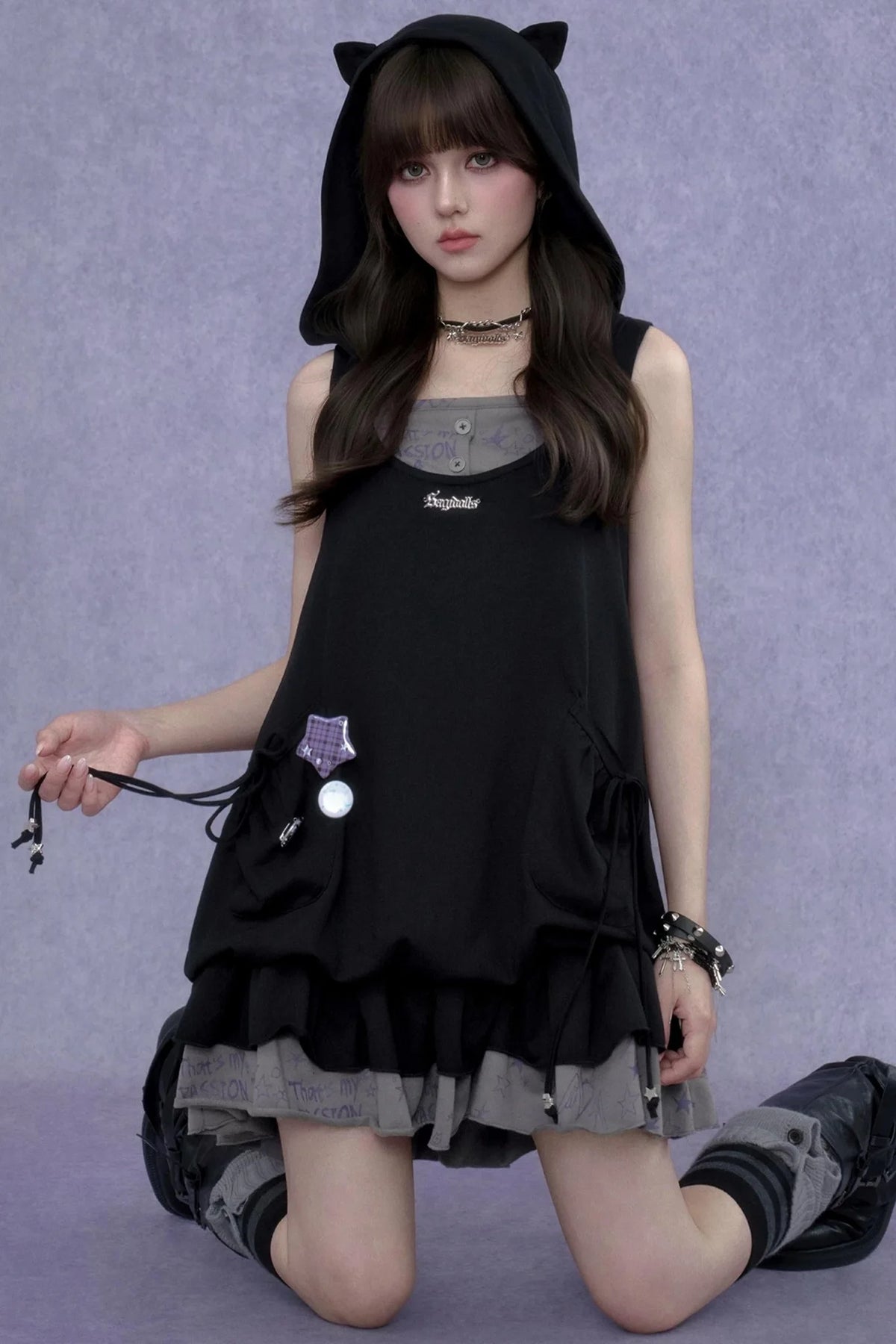 Graffiti Print Two-Piece Dress Set-Up