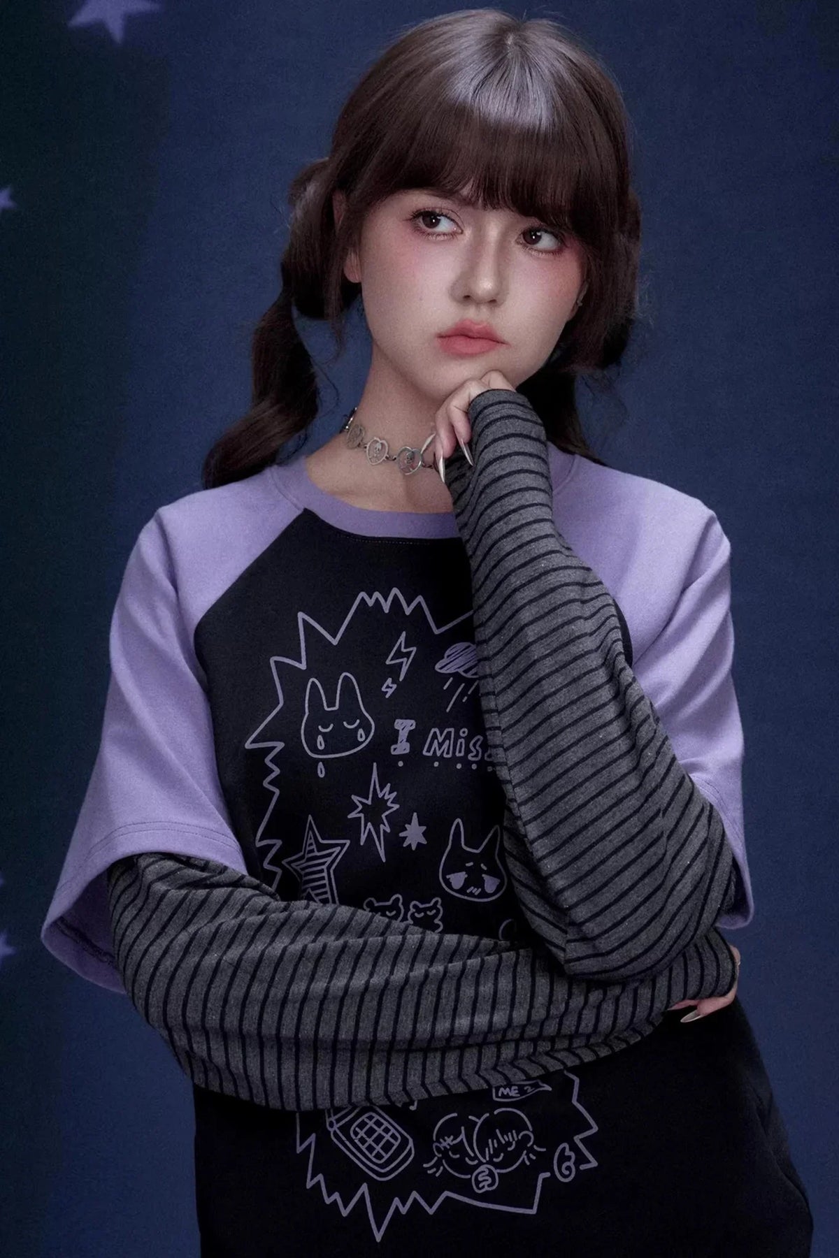 Graffiti Print Two-Piece T-Shirt Set-Up