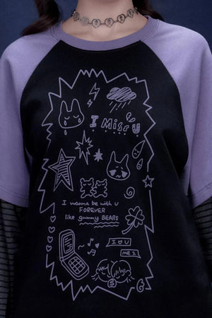 Graffiti Print Two-Piece T-Shirt Set-Up