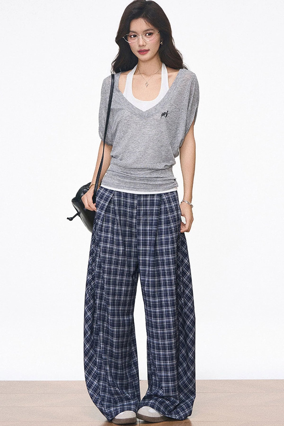 Gray Batwing Blouse Ensemble Set-Up